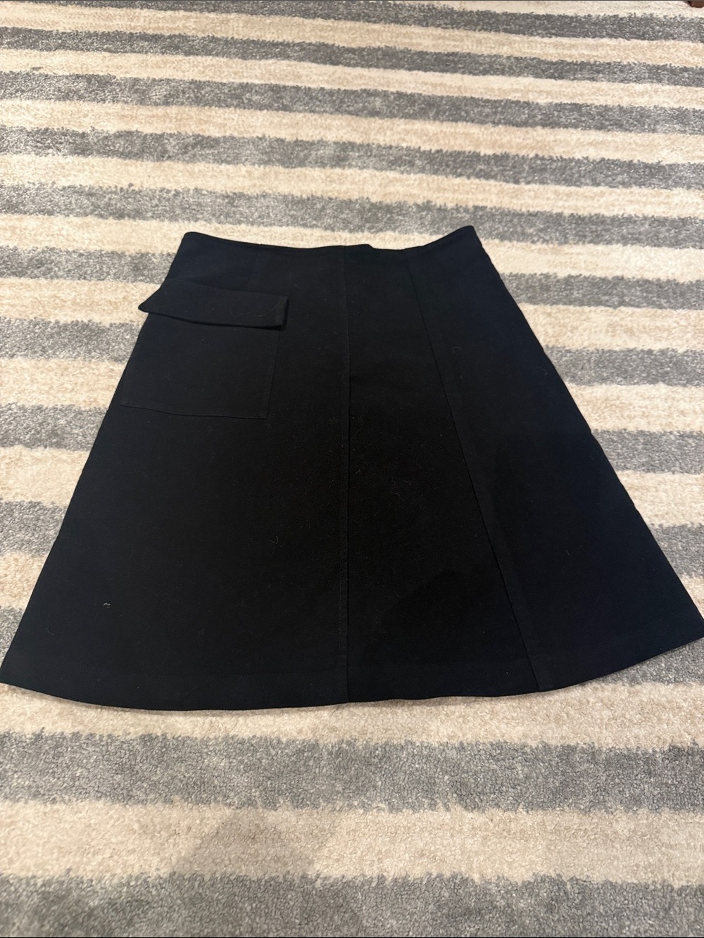 Black A-Line Skirt with Front Pocket